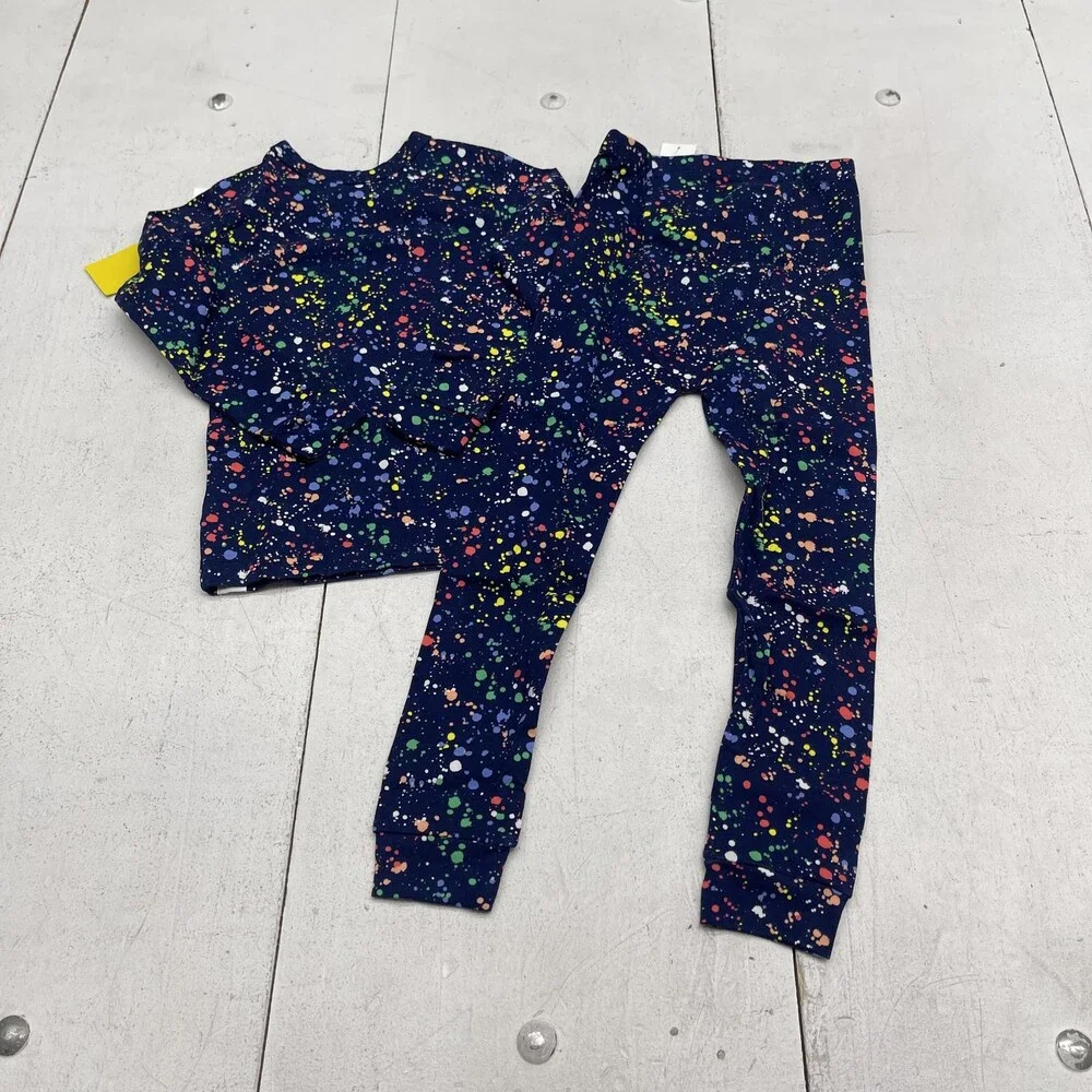 Gap Pajama Set Kids 4 Years Multicolor Paint Splatter Cotton 2 Piece Sleepwear
